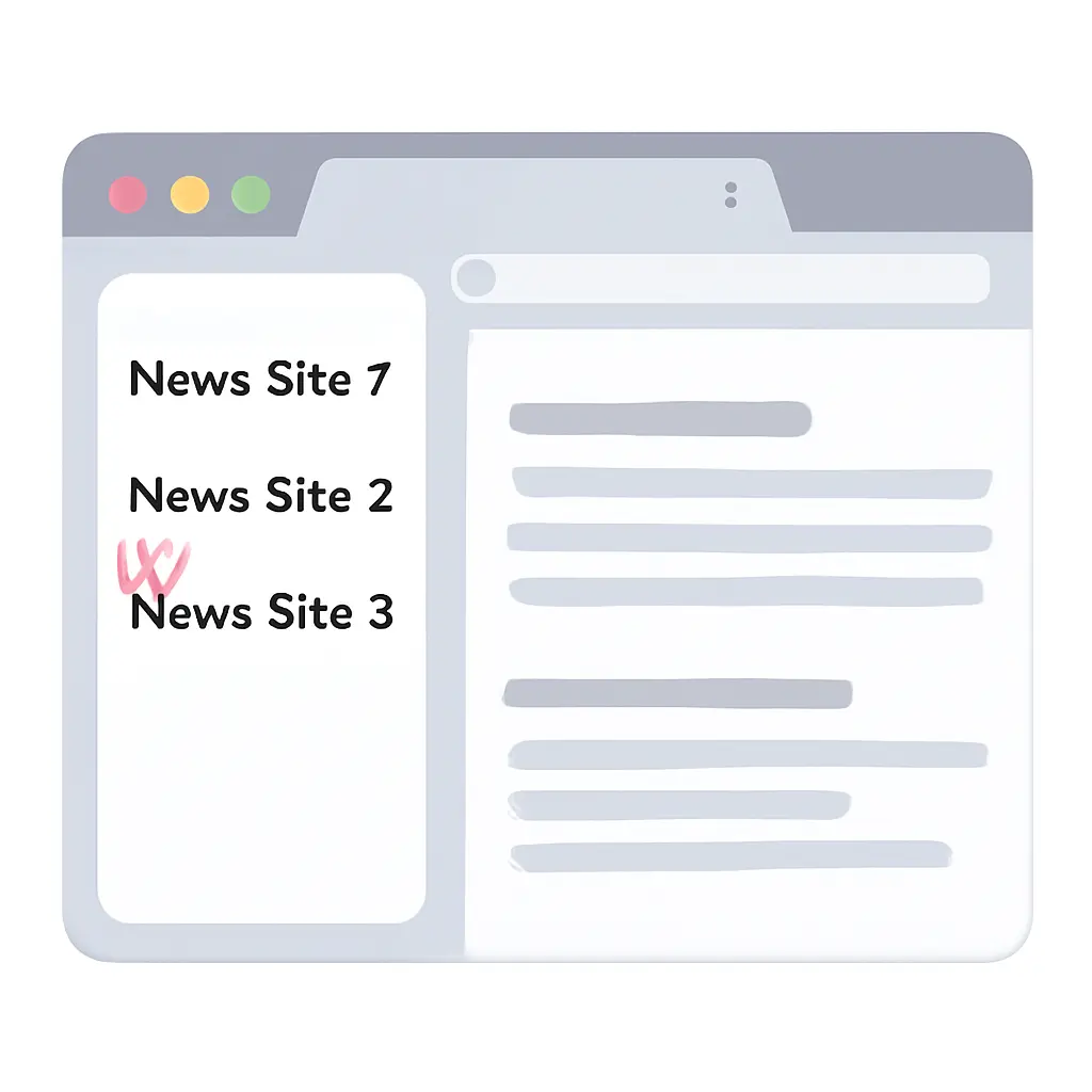 Digital verification tools Browser extension interface showing news source credibility ratings and trust indicators