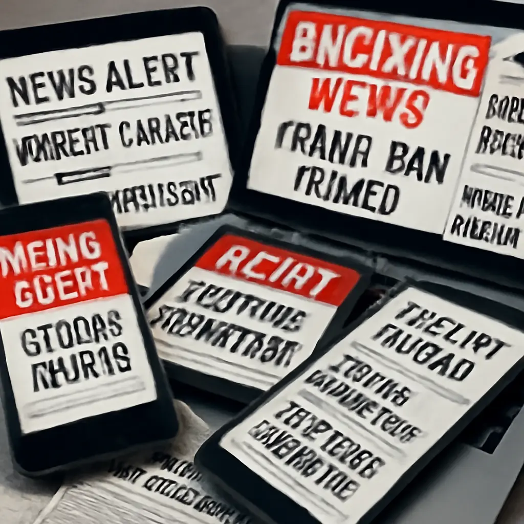 Smartphones and laptops with multiple news alerts and headlines causing information overload
