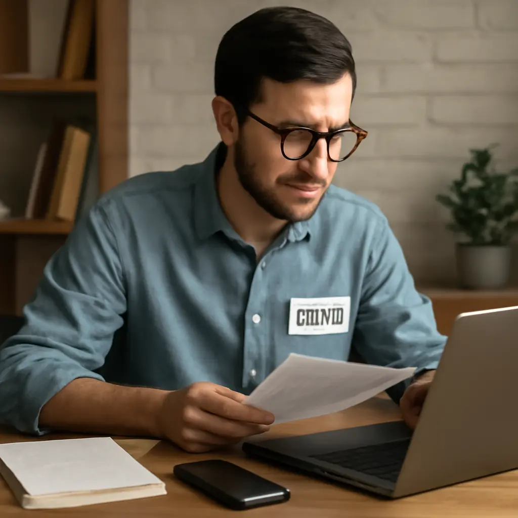 Journalist verifying sources on a laptop