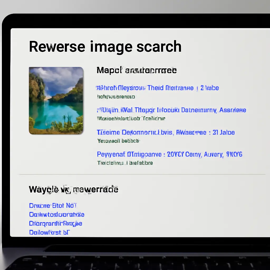 Laptop screen showing reverse image search and web archive results